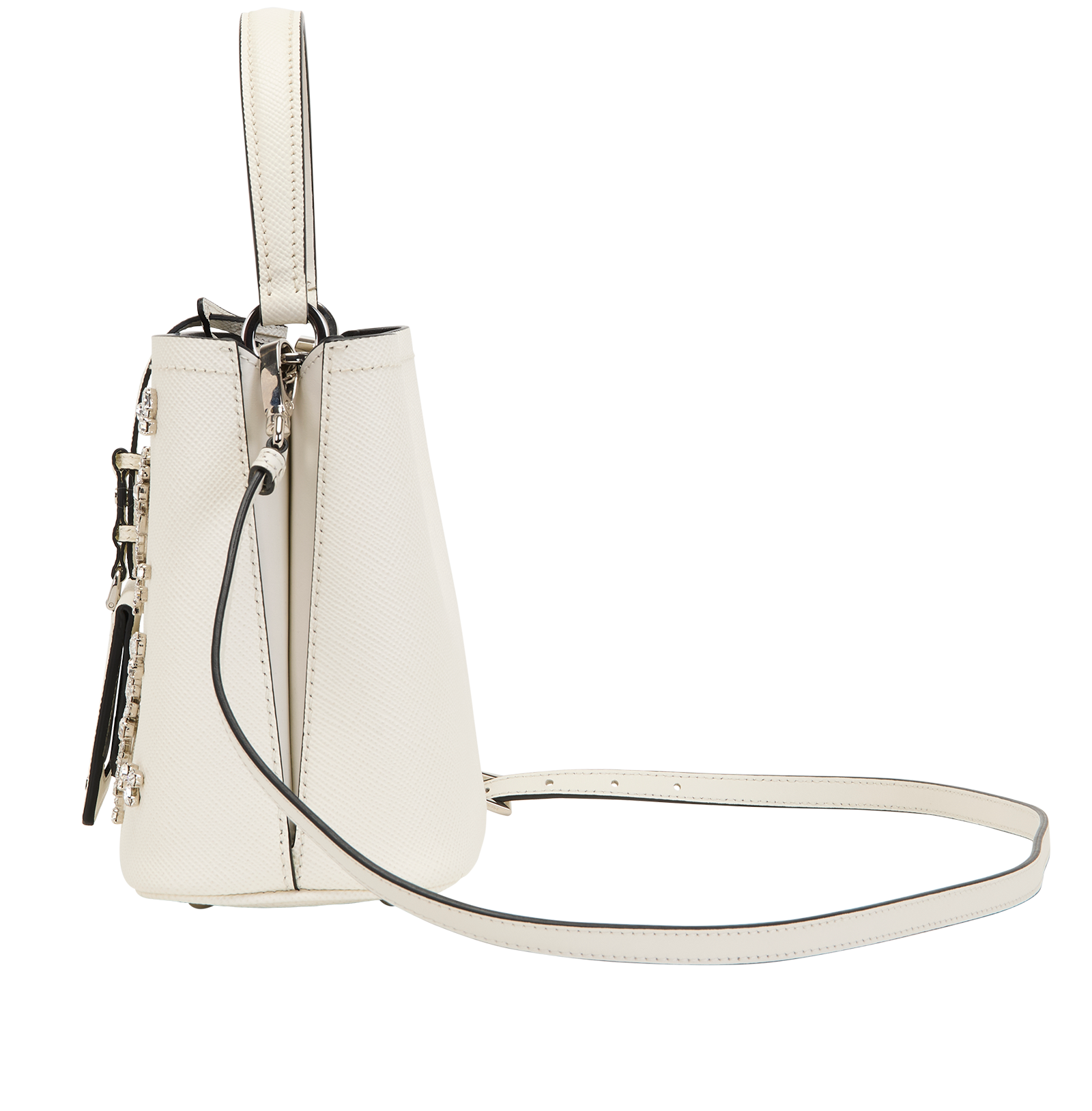 Panier Bucket Bag, &pound;1,500, Handbags, White, Crystal/Leather, Bottom view